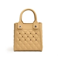 Wasserdichte, aprikosenfarbene EVA-Strandtasche mit Rautenmuster und praktischem Tragegriff - Khaki