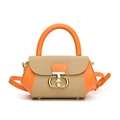 Chic orange and beige crossbody bag with gold metal hardware and adjustable strap - Orange