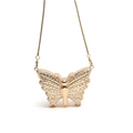 Mini Schmetterlings-Metalltasche mit funkelnden Strasssteinen und feiner Goldkette - Schmetterling Stil B / Gold
