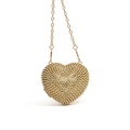 Elegante borsa a cuore dorata con strass brillanti e sottile tracolla a catena - Stile Full Strass (Stile 1 Oro)