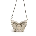 Mini-Abendtasche in Schmetterlingsform mit silbernen Strasssteinen und Metallkette - Schmetterling Stil B / Silber
