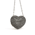 Elegante borsa da sera a cuore con catena d'argento e cristalli di strass scintillanti - Stile Full Strass (Stile 1 Nero)