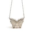 Mini pochette papillon en métal argenté avec strass et bandoulière chaîne perles - Style Papillon C / Argent