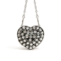 Elegant silver heart-shaped evening bag fully encrusted with shimmering rhinestones and chain - Gem Embellished Style (Style 2 Black)