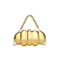 Unique gold metallic caterpillar shaped acrylic evening bag with top bead handle strap - Style 2 Gold