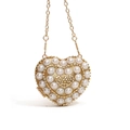 Golden heart-shaped evening bag with white pearl trim and sparkling crystal rhinestones - Pearl Border Style (Style 3 Gold)