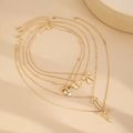 Juego de cinco collares dorados con colgantes de lazo y diferentes estilos de cadena - Estilo Mariposa/Estrella (05977) / Dorado