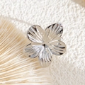 Silver starfish ear cuff with polished finish for a vintage beach vacation style - Silver Flower Style (03552)