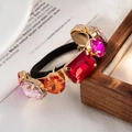 Colorful rhinestone ponytail holder with gold metal settings and multi-cut crystals - Multicolor S2-0071