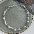 Collar de perlas barrocas con cuentas plateadas y cadena ajustable de cierre - Estilo Empalme Metal Perla (07161) / Plateado