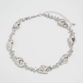 Silver tone CCB faux pearl necklace with irregular lava-shaped metal beads - Irregular Lava Bead Style (07150) / Silver