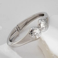 Silver open bangle bracelet with textured spherical ends and a polished hammered finish - Double Ball Head Hammered Style (02830) / Silver
