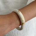 Fashionable cream marble resin thick bangle for women with minimalist retro design - Off White