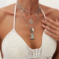 Gedetailleerde zilveren gelaagde ketting met cowboylaarsjes en ster-hangers - Zilveren Westerse Stijl (06166)