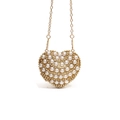 Elegant heart-shaped evening bag with pearls, rhinestones, and golden chain strap - Full Pearl Style (Style 5 Gold)