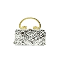 Silberne Clutch mit Lava-Textur und goldenen Drachenkopf-Griffen auf weißem Hintergrund - Silber