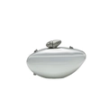 Chic silver metallic clutch bag with minimalist pebble shape and acrylic chain - Silver