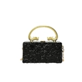 Elegante schwarze Acryl-Abendtasche mit goldener Ringgriff und Drachendetails - Schwarz