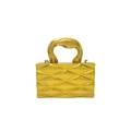 Metallic gold handbag with geometric 3D pattern and thick handle for evening wear - Irregular Handle Style (Pattern 1 Gold) / Style 1 Gold
