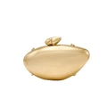 Golden pebble-shaped evening clutch bag with high-gloss mirror finish and acrylic chain hooks - Light gold