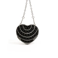Elegant heart-shaped evening bag with black beads and sparkling crystals on a chain - Type 5 Black