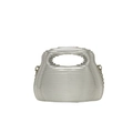 Silberne Abendhandtasche aus Acryl mit Riffel-Design und Metallschnallen für Damen - Silber