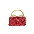 Rote Acryl-Abendtasche mit goldfarbenen Drachengriffen und stilvoller Kettenriemen - Rot