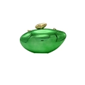 Metallic green mirrored crossbody bag with a gold pebble-shaped clasp and chain - Green
