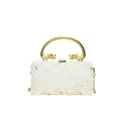 Transparent acrylic clutch bag featuring a detailed gold dragon handle and metal chain strap - Clear