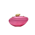 Minimalist metallic fuchsia acrylic evening bag with gold pebble clasp and chain hooks - Rose Red