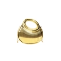 Modern metallic gold handbag with vertical 3D textures and elegant oval top handle - Gold