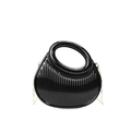 Pleated black crossbody bag with high-gloss finish and golden chain strap for women - Black