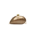 Snail-shaped acrylic evening clutch with gold marble texture and chain strap - Brown