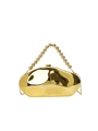 Golden liquid-metal acrylic evening clutch with beaded handle and chain strap - Gold Style 1