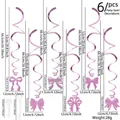 Set de espirales rosas decorativas con lazos y medidas detalladas para fiestas y eventos - Estilo de Lazo Rosa / Colgante en espiral