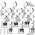 Set de 6 espirales decorativas de PVC negro con colgantes de lazo brillante - Estilo de Lazo Negro / Colgante en espiral