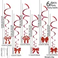 Pack de 6 decoraciones colgantes de espirales con lazos rojos de purpurina - Estilo de Lazo Rojo / Colgante en espiral