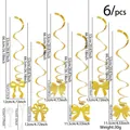 Set of 6 golden glitter bow spiral hanging decorations for Valentine's party events - Gold Bowknot Style / Set of 6 / Gold