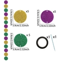 Detail view of 5.9cm purple gold and green glitter circle sequins with DIY needle tool - Purple Gold Green Circle Style