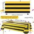 Mantel desechable impermeable de rayas amarillas y negras para fiestas, 274x137cm - Mantel a Rayas Negro Oro / 100*270cm