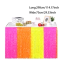 Gonna da tavolo neon con frange rosa arancio e giallo per feste 290x75cm - Stile Curvo Color Blocking Rosa Fluorescente Arancione Giallo / 75cmx275cm