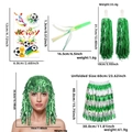 Set tifosi di calcio con gonna verde, pompon, parrucca e fischietto per eventi sportivi - Taglia unica / Set da 5 Pezzi per Tifosi