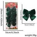 Set of four dark green velvet Christmas bows for tree and wreath decoration - Green