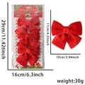 Set of 4 red velvet Christmas bows with Merry Christmas patterns for tree decoration - Red