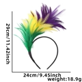 Mardi Gras veren hoofdband in paars, goud en groen met 29cm hoogte voor carnavals - Groen Goud Paars Veren Stijl