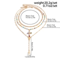 Detailed size chart for the gold-plated Y-shaped tassel layered necklace with cross pendant - Gold