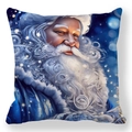 Detailaufnahme blauer Weihnachtskissenbezug mit lächelndem Weihnachtsmann aus weichem Stoff - Gütig lächelnder Weihnachtsmann-Stil (Stil-4)
