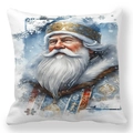 Vue détaillée de l'imprimé Père Noël sur une taie d'oreiller décorative avec flocons de neige - 45*45mm / Style 10