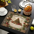 Christmas snowman placemat with festive pine wreath on a black wooden table setting - Christmas Tree & Gift Style (款式-1)