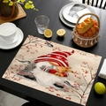 Christmas placemat with snowman gnome design on a dark wood table with rustic tableware - Christmas Gnome & Berries Style (款式-2)